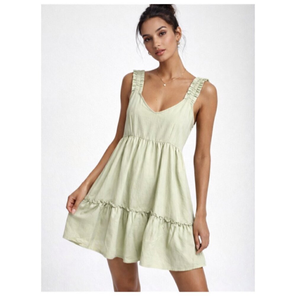 Blu Pepper Baby Doll Mini Cottage Fairy Soft Sundress Medium Light Sage Green